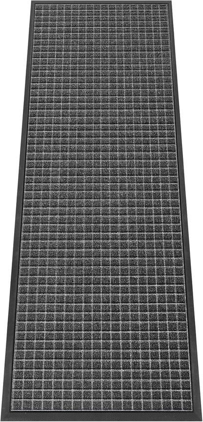 Kuyal Front Door Mat, 2'*6' Door Mat for Inside Outside Entrance,Waterproof Welcome Mats with Non-Slip Backing, Indoor Outdoor Entryway, Commercial Floor Mats, Durable & Easy to Clean, Dark Gray