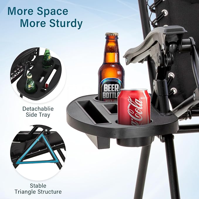 MFSTUDIO Padded Zero Gravity Chair, Cup Holder, 28in Seat, Removable Cup Holder - Image 5