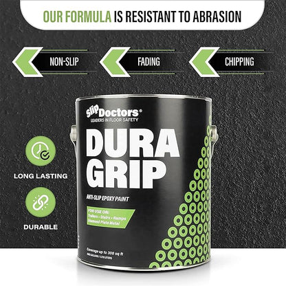 Dura Grip Anti-Slip Paint for Concrete, Wood, Tile and Metal – Non-Skid Coating for Floor, Decking and Ramps – Gallon (Black)