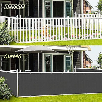 LOVE STORY 3'x12' Dark Grey Balcony Screen Privacy Fence Cover UV Protection (HDPE) Weather-Resistant 3 FT Height Shield for Deck, Patio, Backyard, Outdoor Pool, Porch, Railing