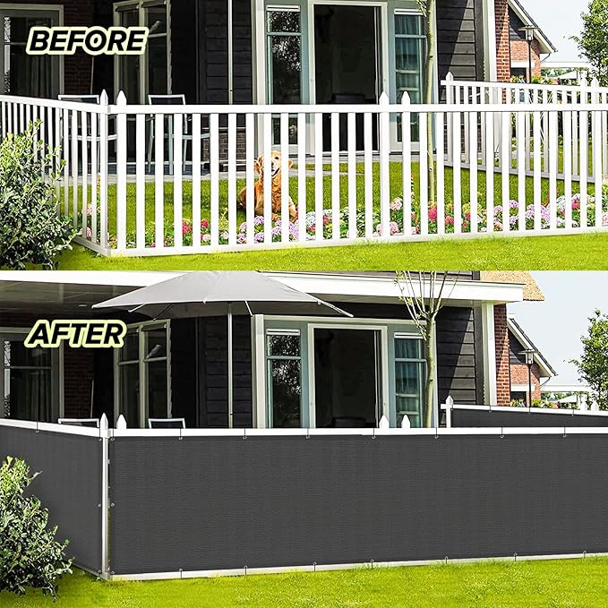 LOVE STORY 3.3'x19.7' Dark Grey Balcony Screen Privacy Fence Cover (HDPE) UV Protection Weather-Resistant 3 FT Height Shield for Deck, Patio, Backyard, Outdoor Pool, Porch, Railing
