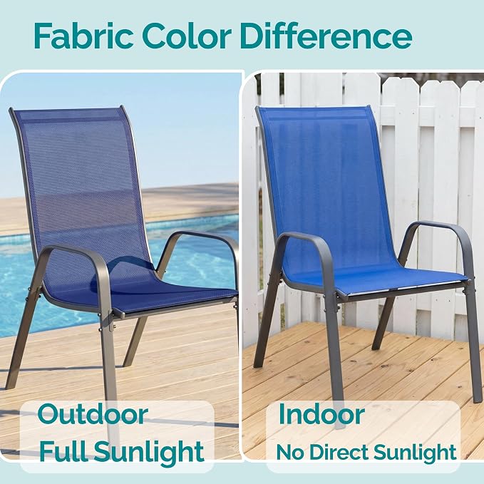 MAMIZO Patio Dining Chairs, Stackable Textilene Chair Set of 8, - Image 4