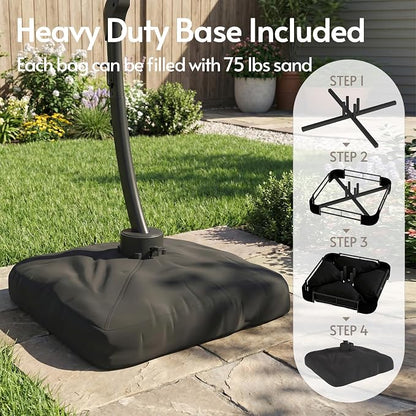 12FT Solar Powered LED Light Cantilever Patio Umbrella - Image 4