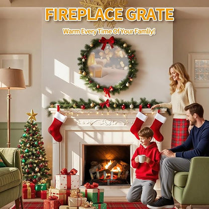 Fireplace Grate, 27 inch Solid Fireplace Log Holder, Heavy Duty Cast Iron Firewood Log Burning Rack Fire Grates for Inside Fireplace Accessories