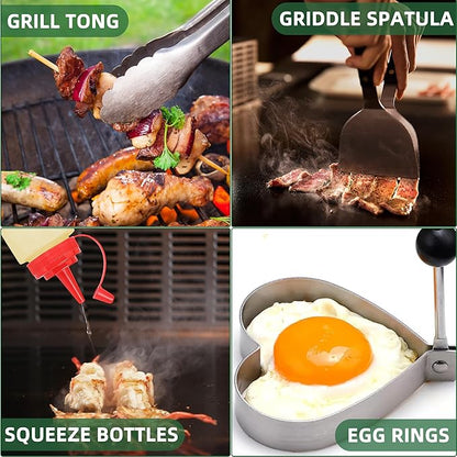 30PCS Griddle Accessories Kit, Flat Top Grill Accessories Set for Blackstone and Camp Chef, Grill Spatula Set with Melting Dome, Burger Press, Gifts for Men, Christmas Stocking Stuffers for Adults Men