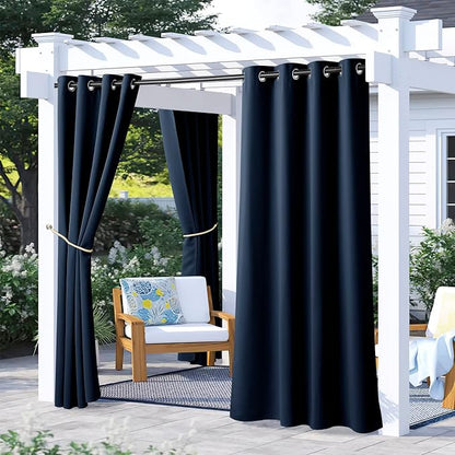 NICETOWN 2 Panels Navy Blue Outdoor Curtains by NICETOWN