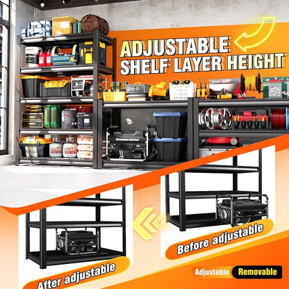 2 Pack Storage Shelves, Garage Shelving, Adjustable Garage Shelves, Heavy Duty - Image 4