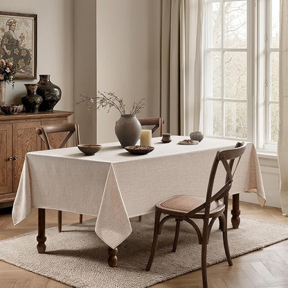MIULEE Natural Linen Polyester Tablecloth 60x120 Inch Spring Rectangle Table Cloth Waterproof,Stain Resistant & Wrinkle Resistant for Dining Party Wedding