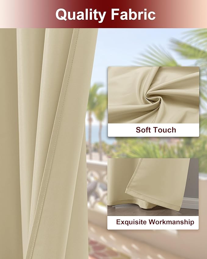Grommet Outdoor Curtains for Patio Waterproof 8 Pcs 54x108 In Cream | - Image 4