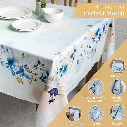 Maison d' Hermine Table Cloth Rectangle Table 100% Cotton 70 x 108 Inches Tablecloth Reusable Decorative for Dining Room, Farmhouse, Home, Party, Festive & Wedding Spring Summer - Lazy Summer Days