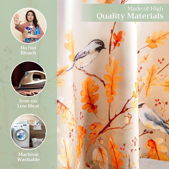 Maison d' Hermine Table Cloth Round Table 100% Cotton 69 Inches Fall Tablecloth Reusable Everyday Use for Thanksgiving Christmas Decorations Dining Farmhouse Party (Oak Leaves)