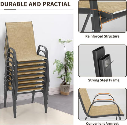 Patio Chairs Set of 8, Outdoor Dining Chairs - Image 5