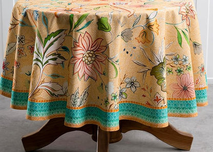 Maison d' Hermine Table Cloth Round Table 100% Cotton 63 Inches Tablecloth Reusable Decorative for Dining Room, Farmhouse, Home, Party, Festive & Wedding Spring Summer - Luxury Loft – Peach