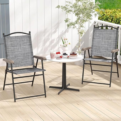 GIANTEX Set of 4 Patio Folding Chairs, Outdoor Patio Dining Chairs w/Armrest - Image 8