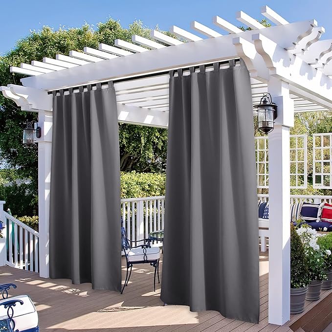2 Panels Grey Outdoor Curtains for Patio Clearance - Image 2