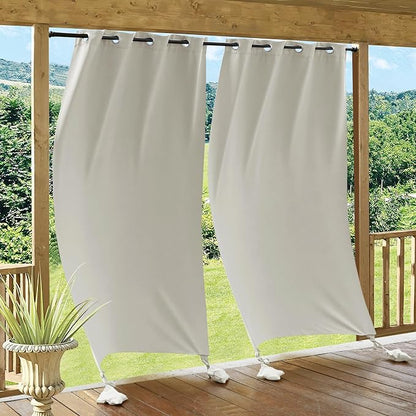 RYB HOME Outdoor Curtains Windproof by RYBHOME