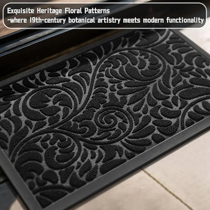 Yimobra Large Door Mat Outside Entrance 47x24, Waterproof Sturdy Outdoor Mats for Front Door, Heavy Duty Non-Slip Doormat for Garage Patio Entryway Indoor, Easy Clean, Black