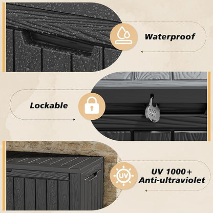 Fancyango 150 Gallon Outdoor Deck Box Waterproof, Large Storage Box - Image 5