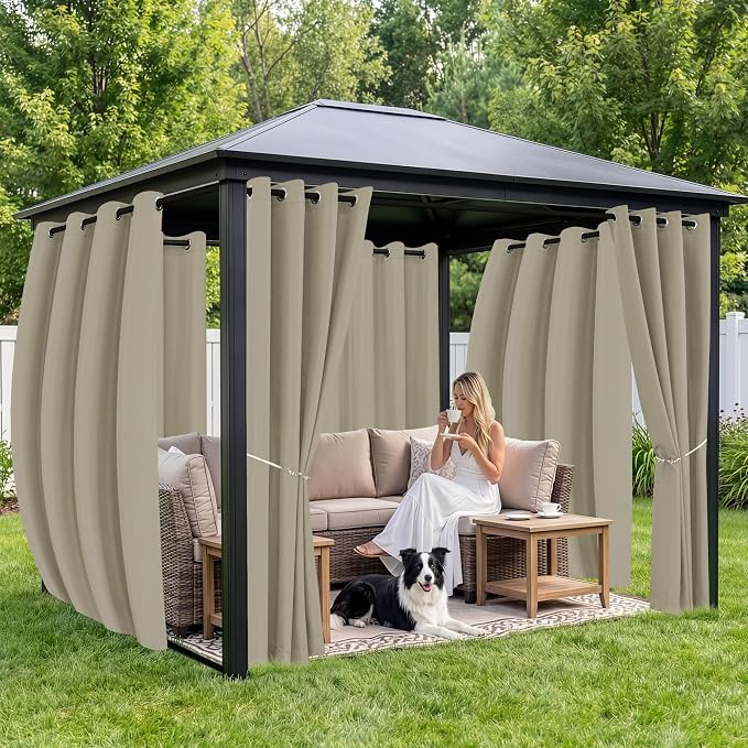 Gazebo Curtains Outdoor Waterproof 6 Panels, Porch Sun Shade | Weatherproof & - Image 4