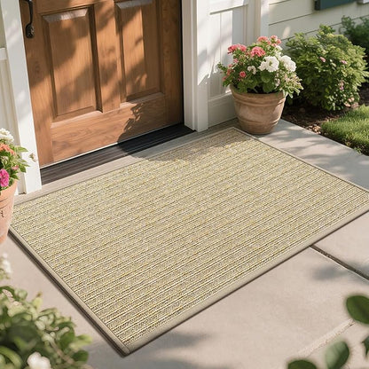 Front Door Mat 31"x47", Heavy Duty Waterproof Dirt Trapping Non-Slip Doormats, Low Profile Entrance Mats for Front Indoor/Outdoor, Brown