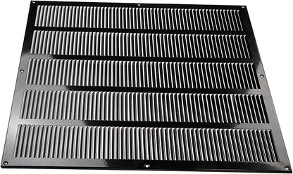 Repa Market Air Vent Cover 20x20 Inch (Outer Dimensions) Black Galvanized Steel Louvered Grill Cover with Mesh Screen/Wall or Ceiling Vent/HVAC Register for Indoor and Outdoor Ventilation