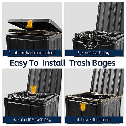 23 Gallon Outdoor Trash Can Waterproof Resin Garbage Can with Lid Outside Trash Bin for Porch Backyard, Deck, Patio, Kitchen Trash Can