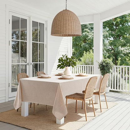 MIULEE Natural Linen Polyester Tablecloth 60x104 Inch Spring Rectangle Table Cloth Waterproof,Stain Resistant & Wrinkle Resistant for Dining Party Wedding