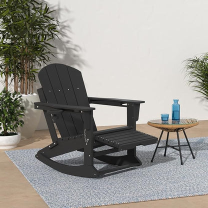 Adirondack Rocking Chair with Ottoman and Cup Holders | HDPE Porch Rocker - Image 2