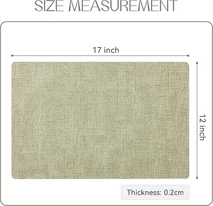 Romanstile Vinyl Placemats Set of 8-12 X 17 Inch - Heat Resistant Place Mats 100% Waterproof Oilproof Wipeable Reversible Faux Leather Table Mats for Kitchen, Dining, Party, Outdoor, Grass Green
