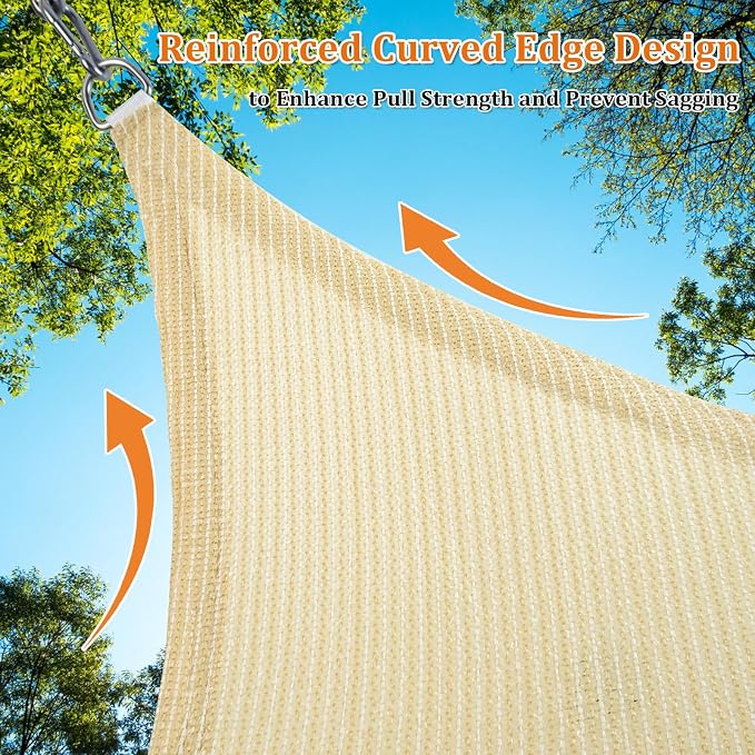 Shade&Beyond Custom Sun Shade Sail 18'X18'X25.5'Triangle Sun Sail Shades Patio - Image 5