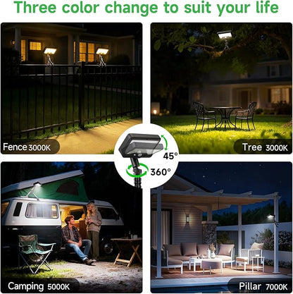Solar Motion Lights Outdoor with Flexible Octopus Tripod, 12V Low Voltage Lights with Type-C USB, IP65 Waterproof Directional Fixture Black for Fence Travel [2-Pack]