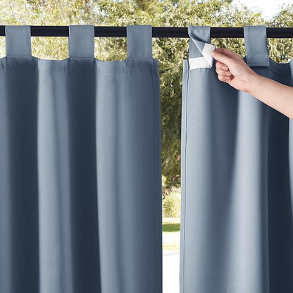NICETOWN 2 Panels Self Stick Tab Top Outdoor Curtainss by NICETOWN