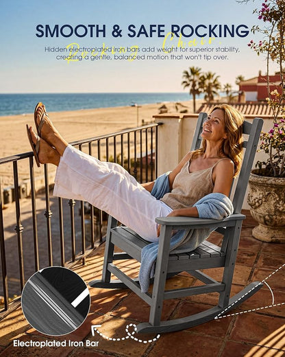 Oversized Outdoor Rocking Chair, Porch Rockers, Unique Gray | - Image 8