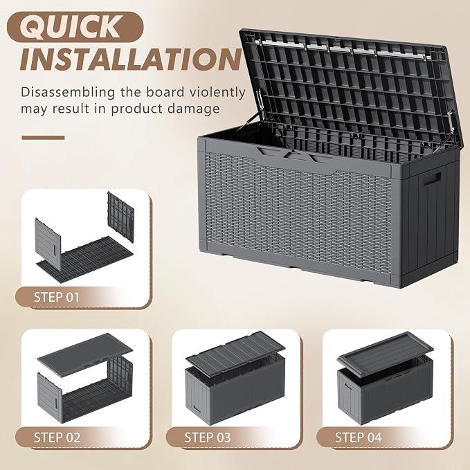 Devoko 100 Gallon Deck Box Waterproof Outdoor Storage Box - Image 4