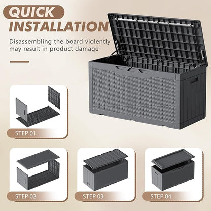 Devoko 100 Gallon Deck Box Waterproof Outdoor Storage Box - Image 4