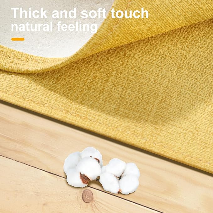 Waterproof Wipeable Table Runner, Thick Farmhouse Table Runner, Dresser Runner, Rustic Table Runner for Kitchen Dining Room, Bedroom, Living Room, Indoor and Outdoor (48'', Mustard Yellow)