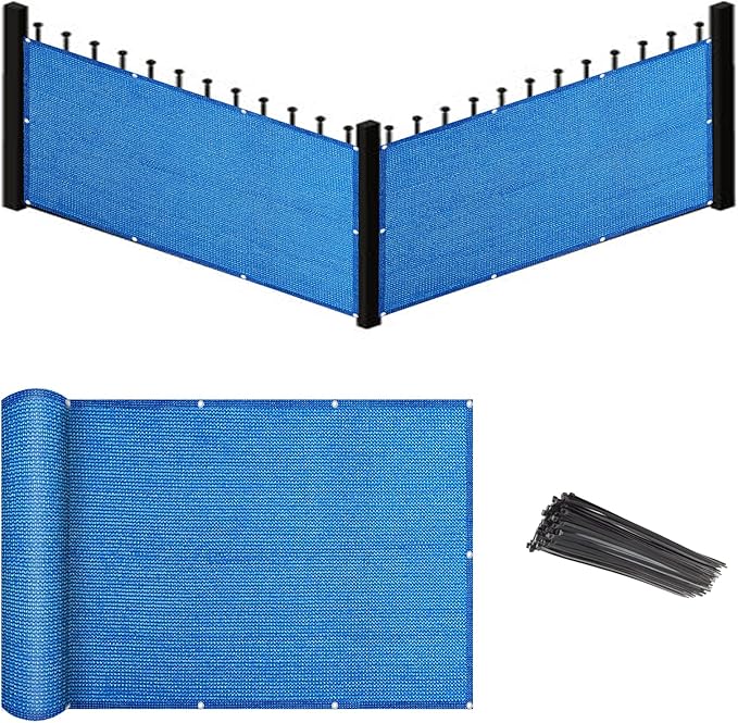 Eden's Decor Balcony Privacy Screen Cover Mesh Windscreen Weather-Resistant UV Protection for Backyard Deck, Patio, Balcony, Pool, Porch, Fence, Railing, Gardening (Blue,6'x 15')