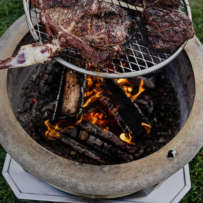 Breeo Smokeless Fire Pit Grilling Bundle (X Series 24 Corten Steel, Outpost Grill, Ash Shovel, & Lid) | 27.5 inch Smokeless Firepit for Outside | Ideal for Families, Gifts for Dad