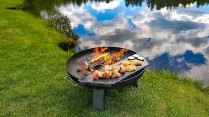 Stainless Steel Grill Griddle Plate – 23" Square Plancha Top, 4 mm Heavy Duty, Food-Grade Stainless Steel – Fits Fire Pits & Barrels – Fire Bowl Not Included (23" Square Griddle Plate)