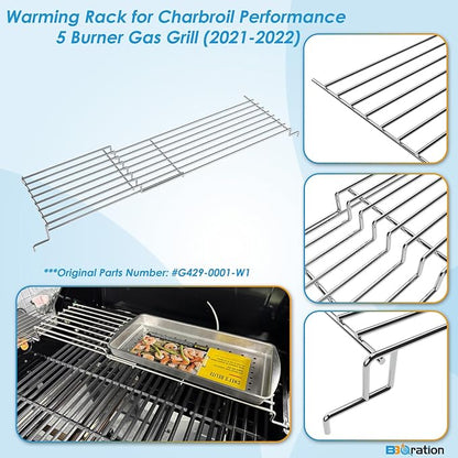 Warming Rack Grill Parts for Charbroil Performance 5 Burner 463448021 463450022 463455021 463449021 463458021, G429-0001-W1 Grill Swing Away Grid for Charbroil Grill Replacement Parts