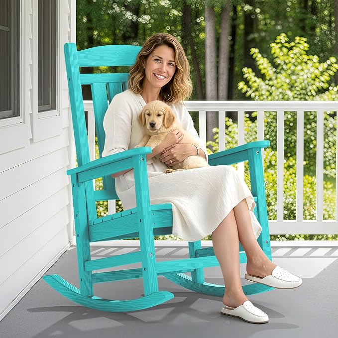 SERWALL Rocking Chair Outdoor, Oversized HDPE Patio Rocking Chairs, Aruba | - Image 2