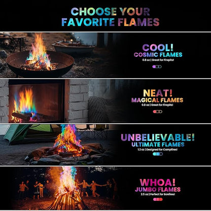 Magical Flames Fire Color Packets (50 Pack), Vibrant Multi-Color Fire for Fire Pits, Campfires, Bonfires & Fireplaces - Camping Essentials & Outdoor Party Accessories
