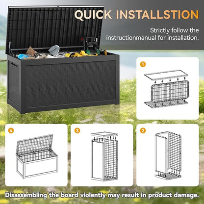 330 Gallon Outdoor Storage Box, Resin Large Deck Box Outdoor Waterproof Storage - Image 7