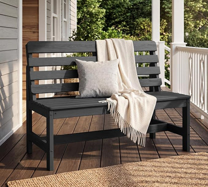 SERWALL Armless Outdoor Bench, All Weather HDPE Porch Bench, 1 Pack, Suitable - Image 2