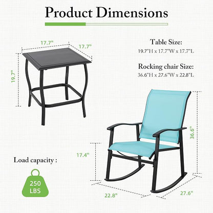 Shintenchi 3 Piece Rocking Bistro Set, Outdoor Furniture - Image 6