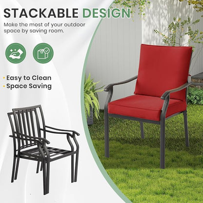 LVUYOYO Outdoor Patio Dining Chairs Set of 2, Metal Stackable Chairs Set - Image 8