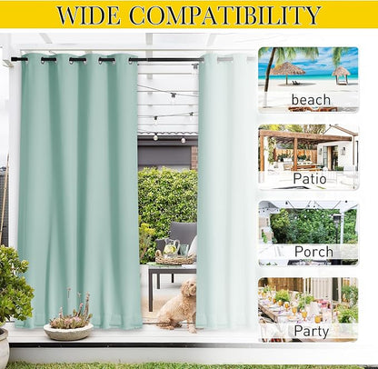NICETOWN 2 Panels Thermal Outdoor Curtains Windproof W52xL72 Aqua Blue | - Image 7