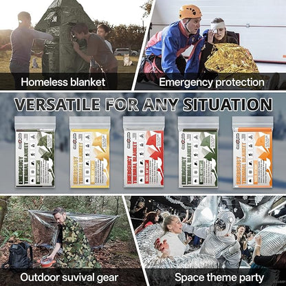 SecuCaptain Survival Emergency Thermal Blankets: Extra Large 84” x63” Space Mylar Blanket Kit for Outdoor Cold Winter Camping Hiking Car Bug Out Bag or First Aid - 4 Pack Gold