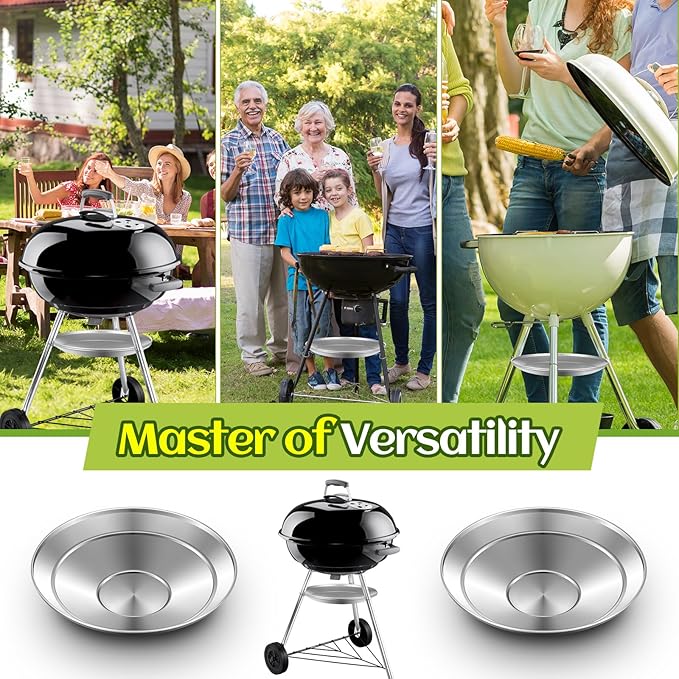 2 Pcs 13-1/2" Diameter Ash Catcher Pan Ash Pan for Charcoal Grill Compatible with Weber for Grill Replacement Parts