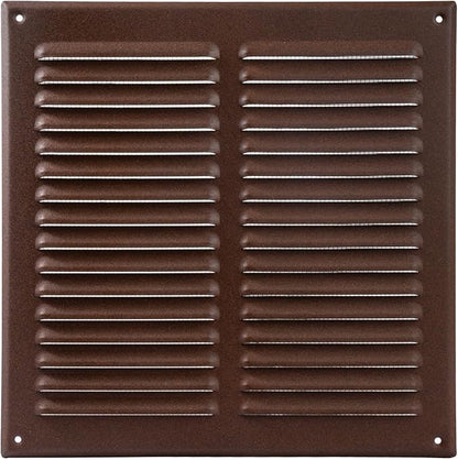 Square Ventilation Grille / 10" x 10" Inch Inside Measurement/Brown Metal Air Vent Louver - Inside/Outside use / 11.6" x 11.6" Inch Outer Measurement